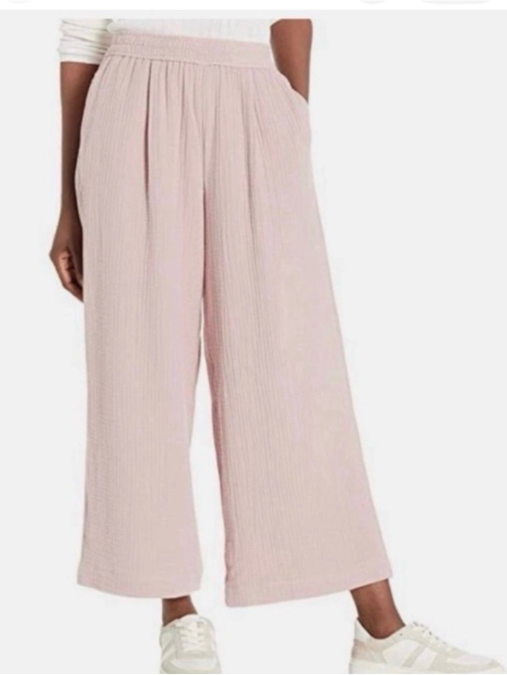 Madewell Women’s The Untailored Wide Leg Crop Double Gauze Cotton Pants Size S
